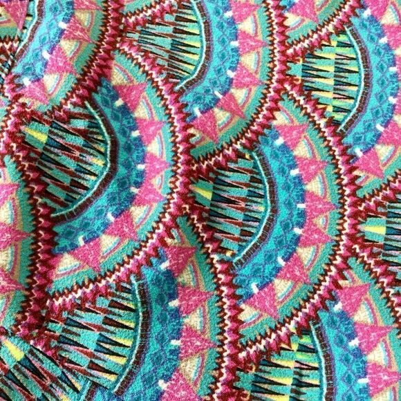 Pink Republic Womens Blue Pink Geometric Print scalloped Side Zip Skort Skirt Si - Picture 7 of 11